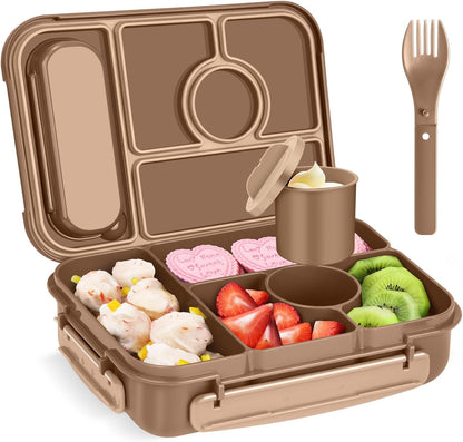 Amathley Bento Box Adult Lunch Box Kids,Lunch Containers for Adults/Kids/Toddler,5 Compartments Bento Lunch Box with Sauce Vontainers,Microwave & Dishwasher & Freezer Safe,BPA-Free (Blue)