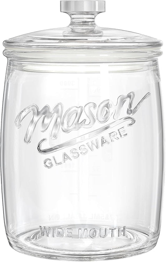 Folinstall 2 Pack 1 Gallon Glass Cookie Jar, Large Glass Jar with Airtight lid, Glass Food Storage Container for Cookies, Candy, Flour, Dog Treats, Coffee, Apothecary Jars