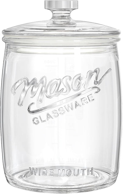 Folinstall 2 Pack 1 Gallon Glass Cookie Jar, Large Glass Jar with Airtight lid, Glass Food Storage Container for Cookies, Candy, Flour, Dog Treats, Coffee, Apothecary Jars