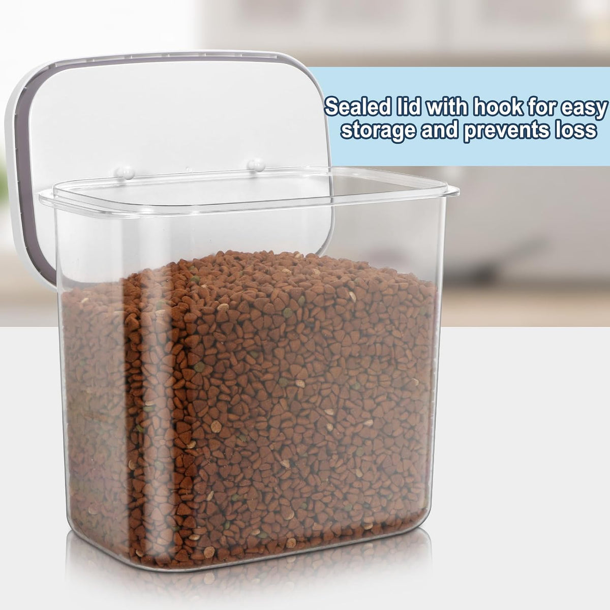 LEAWALK 10Lbs/10.57Qt Airtight Dog Cat Food Storage Container and Dog Treat Containers BPA-Free, PET Clear Stackable Pet Storage Bin, Pop Top, 1-Cup Scoop for Pet Food/Rice/Flour/Bread/Grains
