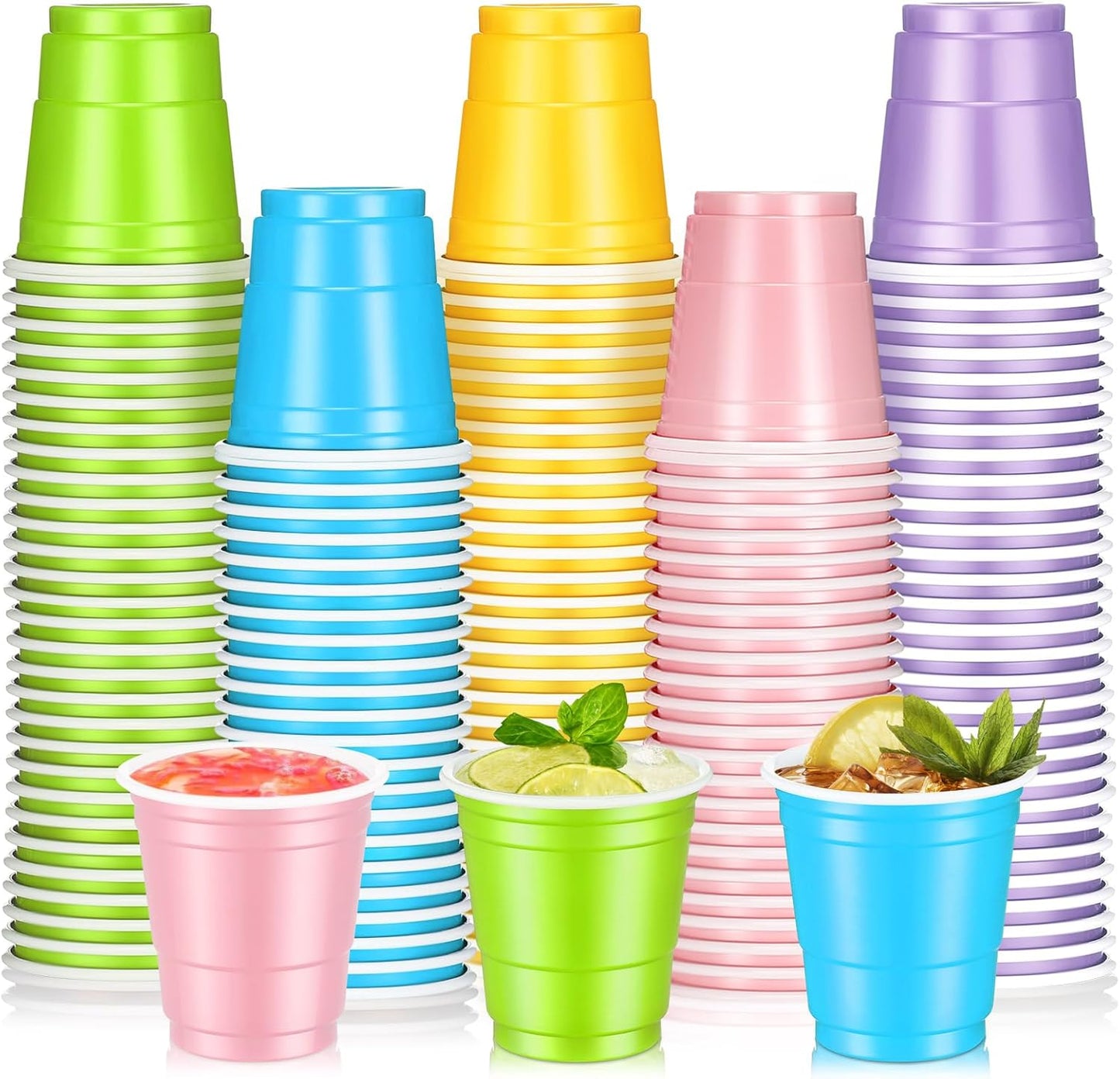 Roshtia 100 Pack 2 oz Plastic Shot Cups, Mini Disposable Shot Glasses 2 oz Wedding Party Cups for Bridal Shower Wedding Party, Beer Taste Serving, Snacks(Black, Gold)