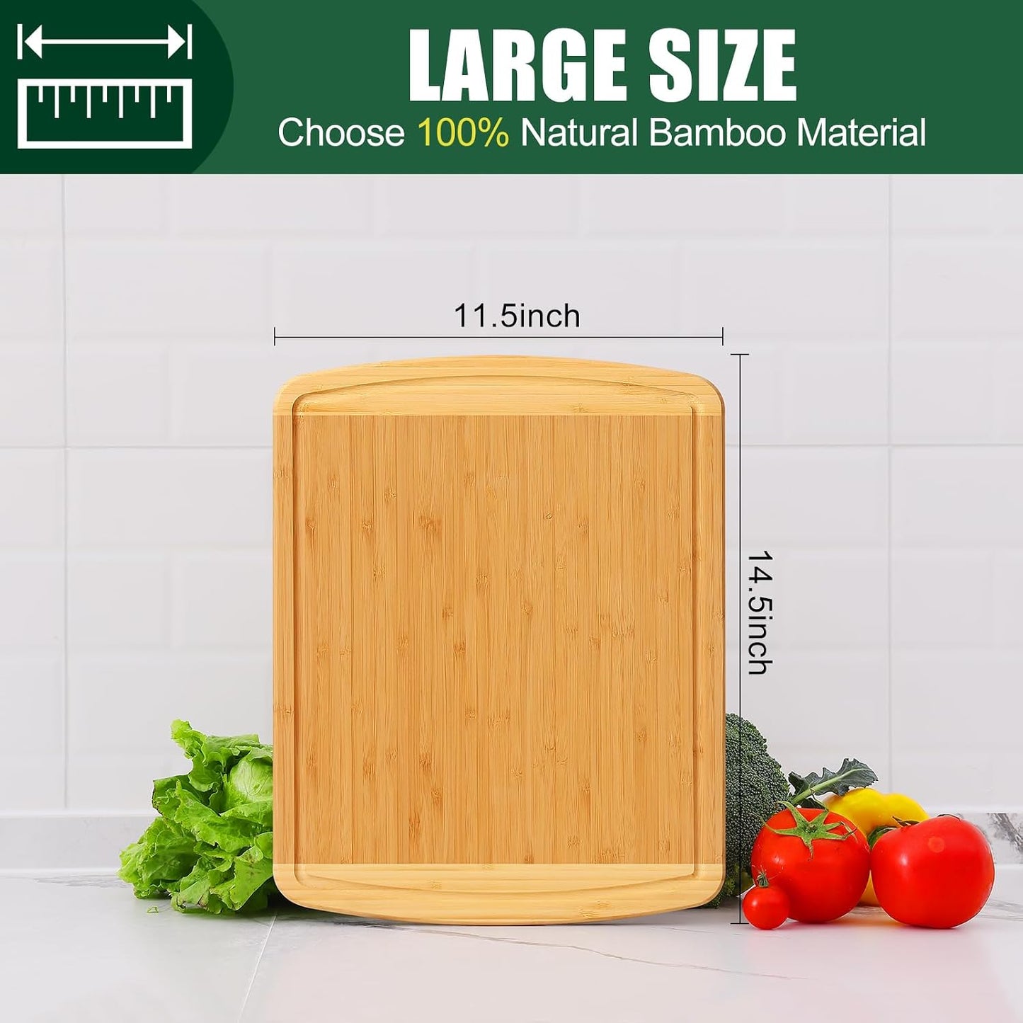Homaxy Extra Large Bamboo Cutting Boards for Kitchen, 18x12.5" Wood XL Cutting Board with Juice Groove, Butcher Block Wooden Chopping Board for Kitchen, Meat, Cheese, Fruit & Vegetables - Pre Oiled