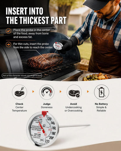 Oven Thermometer 2.75-Inch Dual Scale, 50-300°C/100-600°F, NSF 2‑Pack