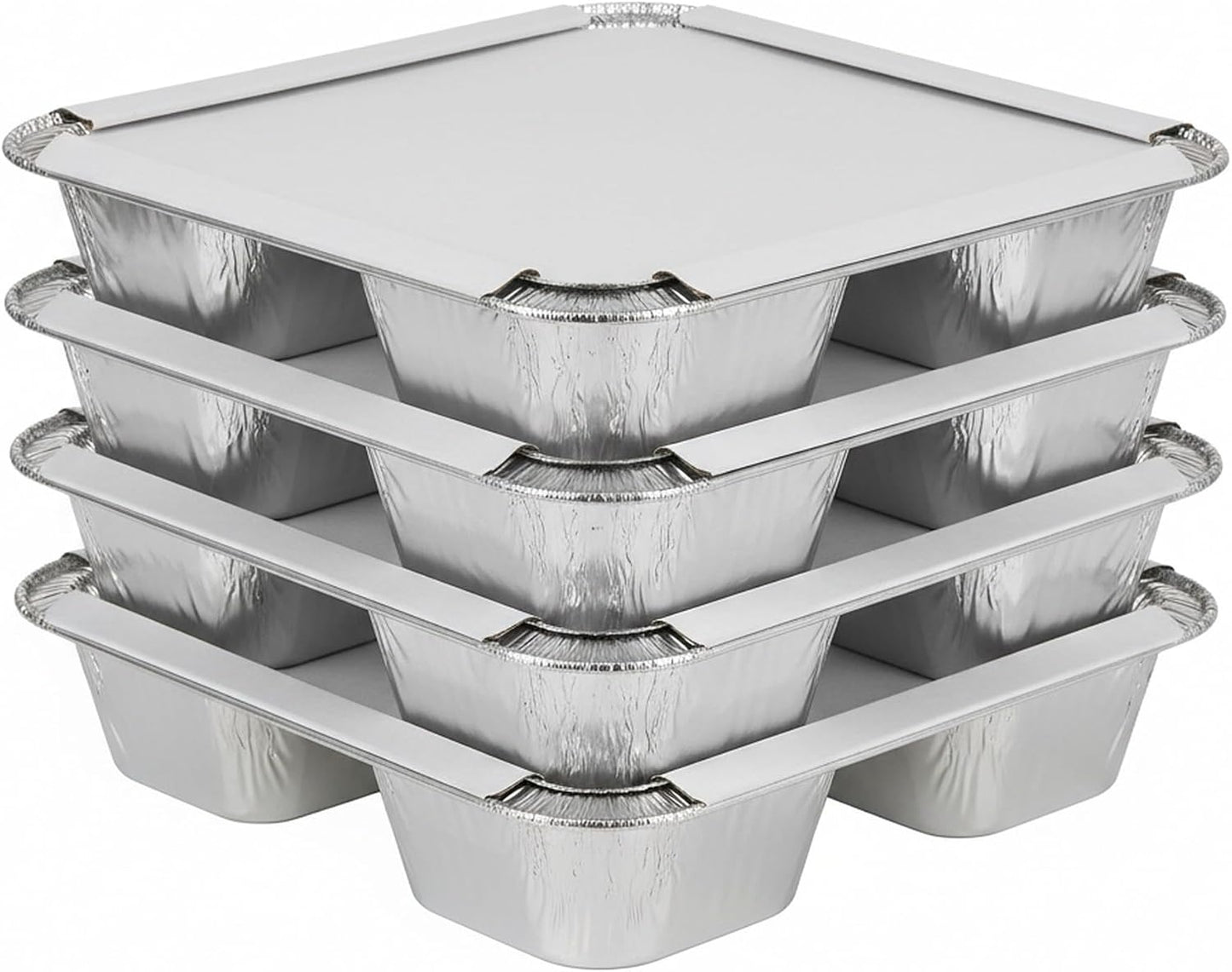 8.5x6.5x1.5 Inch 3-Compartment Aluminum Foil Tray with Paperboard Lid, 20 Sets | Commercial Disposable Combo Pack for Catering, Takeout, Meal Prep