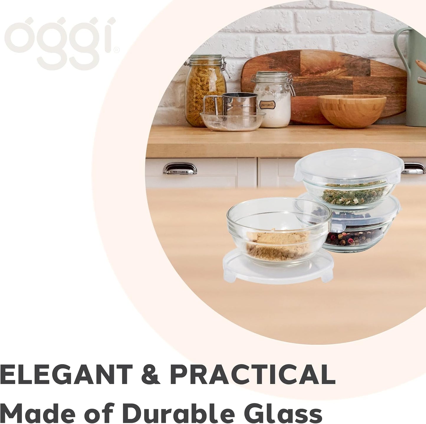 OGGI Set of 3 x Glass Pinch Bowls - 4oz with Clip Lids, Ideal For Salt and Pepper, Storage with Lids, Condiment Bowls, Mini Bowls, Prep Bowls for Cooking or Mise en Place - Clear
