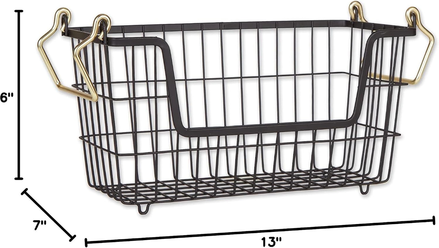 DII Metal Wire Mesh Stackable Utility Storage Bin, Small Round, 12x12x10", Bronze