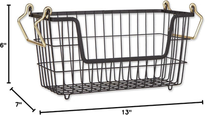 DII Metal Wire Mesh Stackable Utility Storage Bin, Small Round, 12x12x10", Bronze