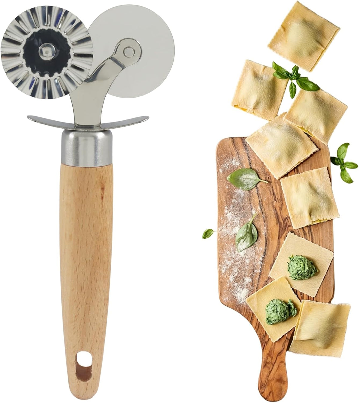 Double Wheel Dual-Head Pastry Cutter, 1Pcs
