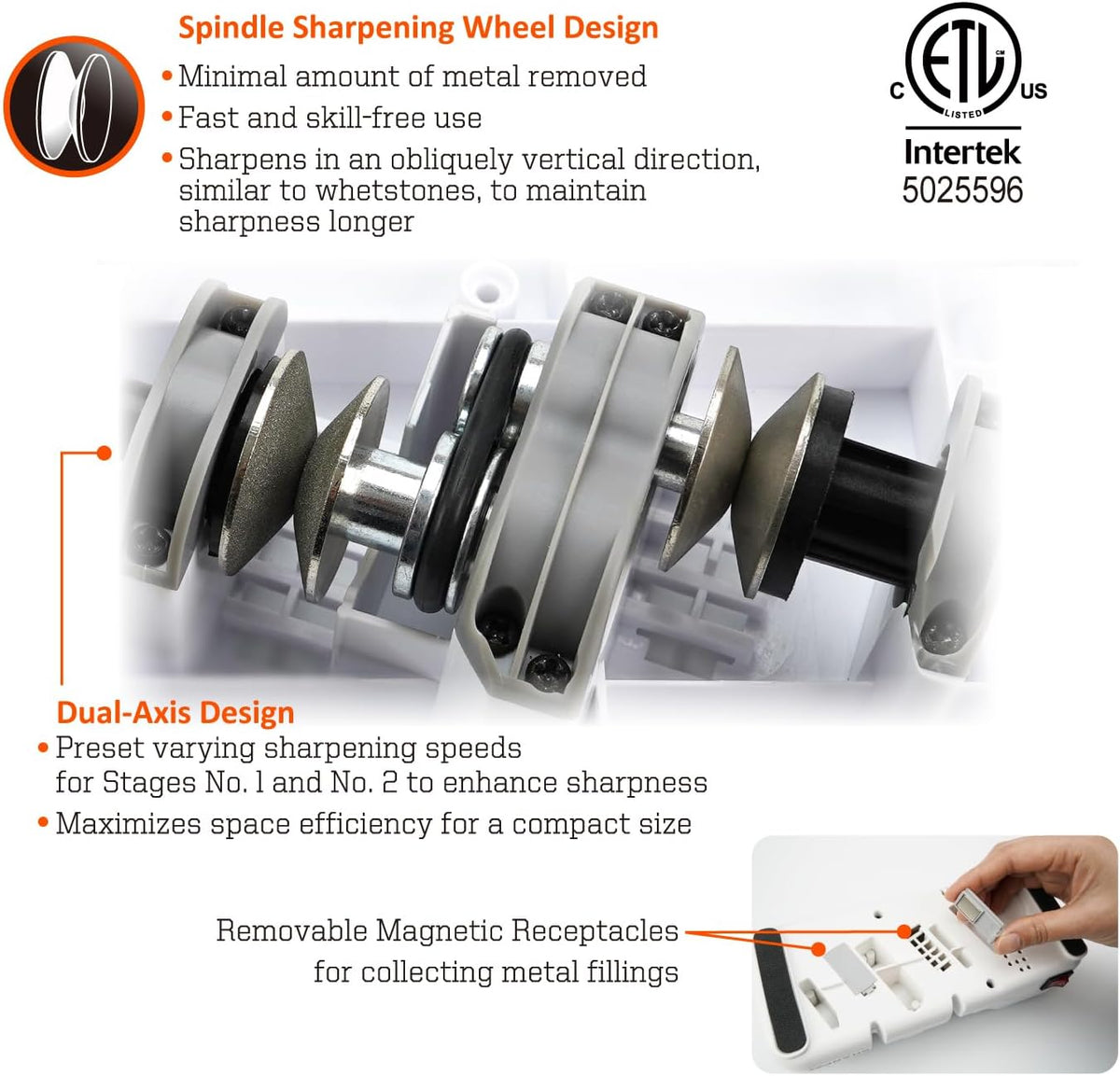 SHARPAL 198H Electric Knife Sharpener 3 Stage with Diamond Wheels