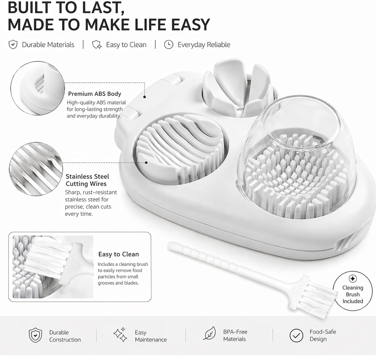 1-Package 3 In 1 Egg Slicer For Hard Boiled Eggs,3-Way Modes Chopper Cutter Stainlesshard Boiled Egg Slicer,Hard Boiled Egg Dishwasher Safe,Egg Cutter For Hard Boiled Eggs Strawberry Mushroom Slicer