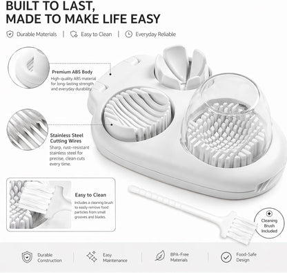 1-Package 3 In 1 Egg Slicer For Hard Boiled Eggs,3-Way Modes Chopper Cutter Stainlesshard Boiled Egg Slicer,Hard Boiled Egg Dishwasher Safe,Egg Cutter For Hard Boiled Eggs Strawberry Mushroom Slicer
