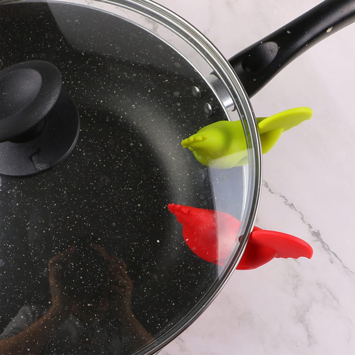 Chicken Pot Clip Spoon Holder Portable Cartoon Silicone-Pot Clip Anti-scalding Spoon Holder Pot Side Clip Cooking Tool, Red