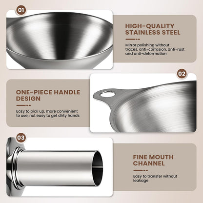 Supercenter Kitchen Funnel, Mini Funnel, Set of 3, Round Ring & Clean Brush
