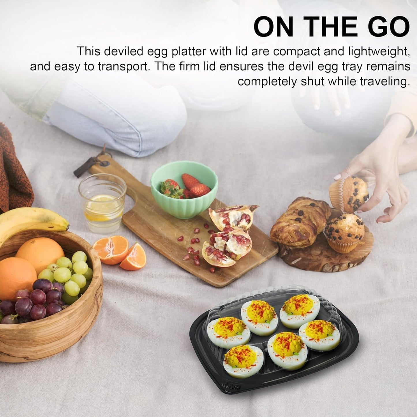 MT Products Clear Deviled Egg Containers Holds 12 Eggs 10.2" x 7.4" x 1" - Durable Egg Platter Tray (Pack of 12) - Made in the USA