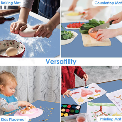 Extra Large Silicone Mats for Kitchen Counter, 27.6'' x 19.7'' Nonskid Silicone Placemats for Kids, Nonstick Purple Silicone Mat for Baking Crafts, Silicone Dab Mat Heat Resistant, 1Pack - Colors A