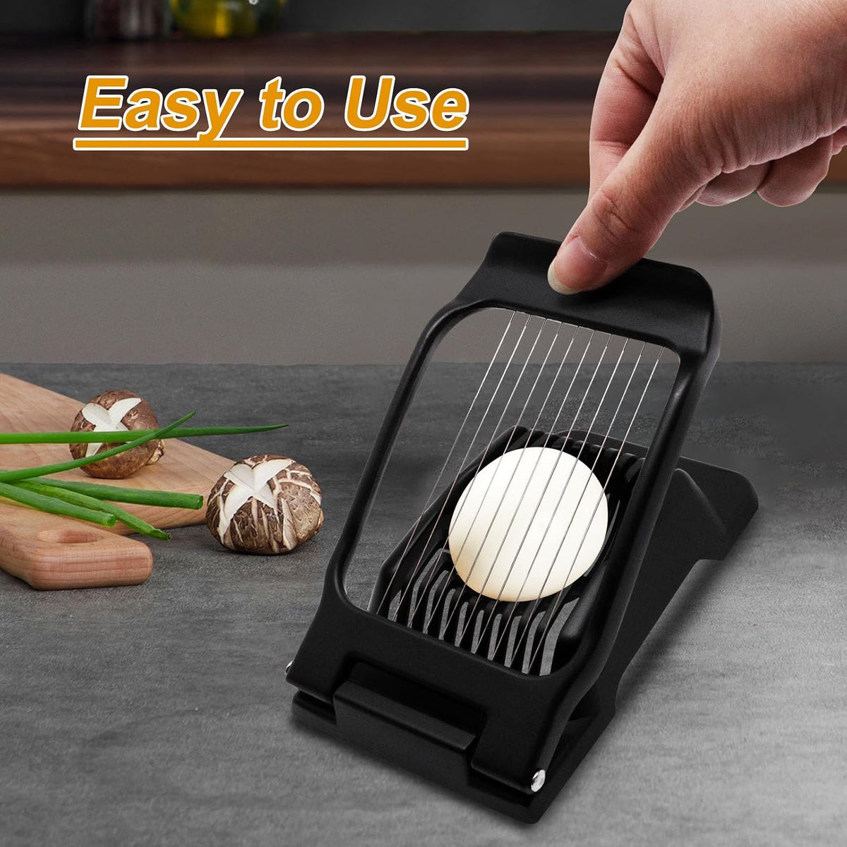 Egg Slicer for Hard Boiled Eggs, Food Slicer with 14 Stainless Steel Wires, Heavy Duty Hard Boiled Egg Cutter, Spam Slicer for Soft Fruit Strawberry Luncheon Meat Home Use (1Pcs, Yellow)