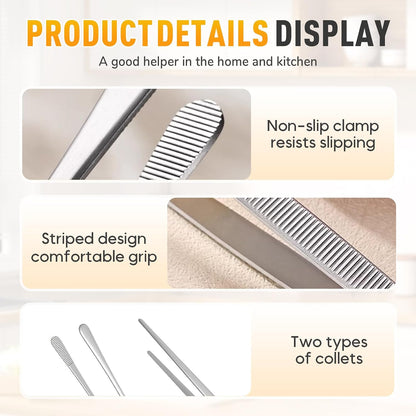 Non-Slip Kitchen Tweezers - 2 PCS Cooking Tweezers Fine Tweezer Tongs, Extra-Long Stainless Steel Kitchen Tweezer for Grilling, Serving, Frying, Plating, Food Preparation (10-Inch)