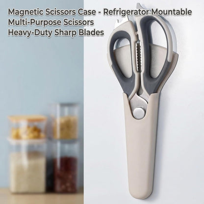 4-Pack Heavy Duty Kitchen Shears, Stainless Steel, Come-Apart Design for Easy Cleaning, Multi-Purpose Cooking Scissors with Magnetic Holder for Fridge Organization Kitchen Tools Set