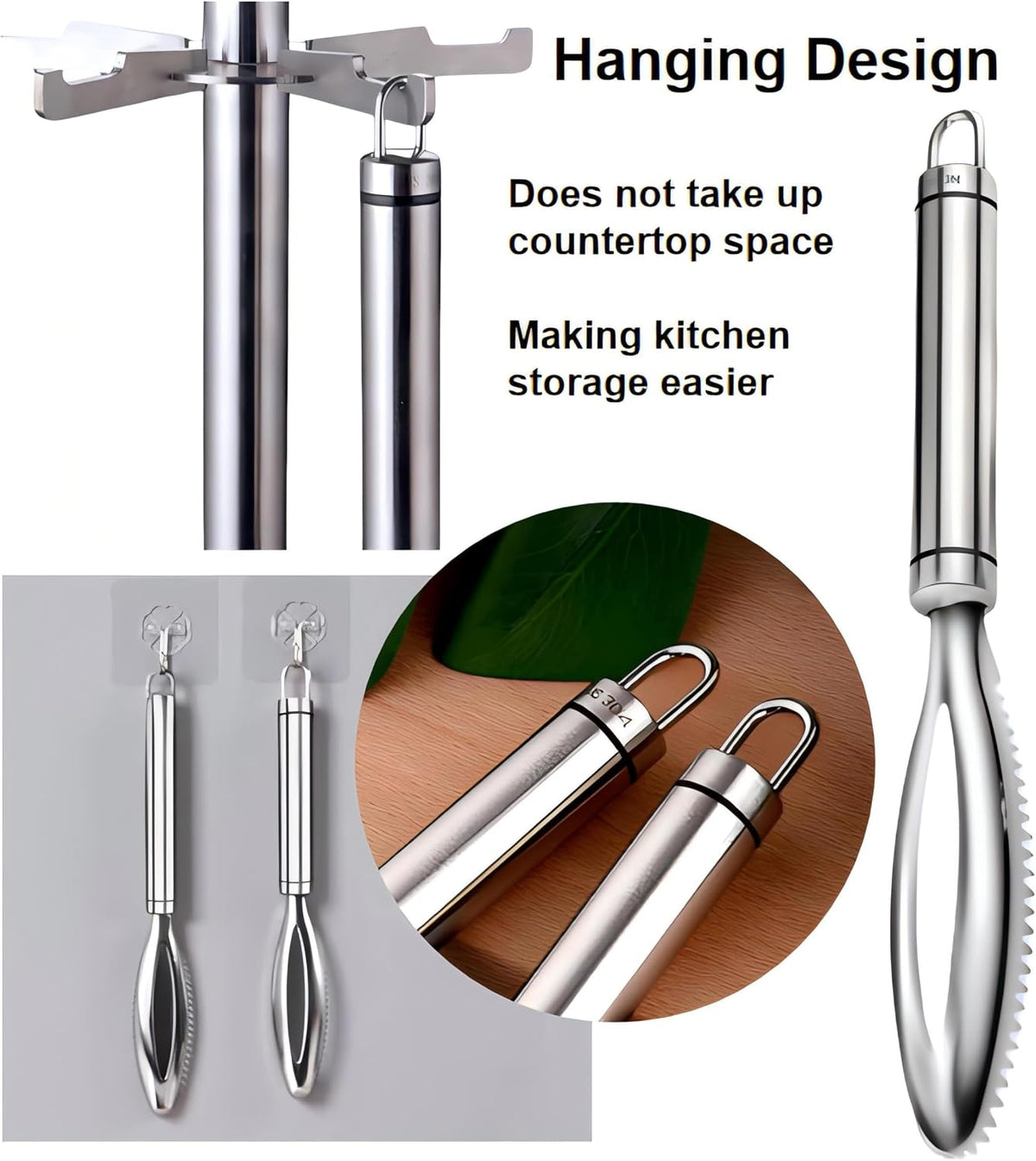 Fish Scale Remover,304 Stainless Steel Fish Scaler Easy Use Fish Descaler Tool,Fish Scaler Remover Lung Remover for Family Kitchen,Easy to Clean Kitchen Tool(9.65 * 1.26in)-SATONBEYI