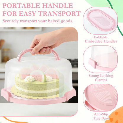 10 Inch Cake Carrier with Lid and Handle, Round Cake Container Cake Cover with 10 Inch Cake Boards & Cupcake Carrier, Portable Cake Holder with Lid for Transport Pie Nuts Fruit, Green
