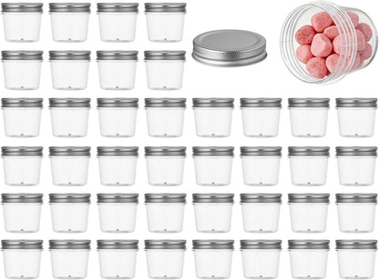 novelinks 4 oz Small Plastic Jars with Lids, 40 Pack Mini Plastic Mason Jars with Lids 4oz, Craft Storage Containers & Canning Jars & Small Spice Jars for Kitchen Organization (40 Pack,Black)