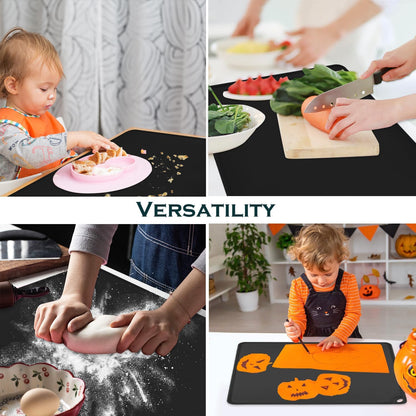 Extra Large Silicone Mat, 31.5x23.6 Inch Heat Resistant Mat for Kitchen Counter, Non Stick Silicone Baking Mat for Dough and Pastry, Thick Silicone placement Countertop Protector, Black countertop mat