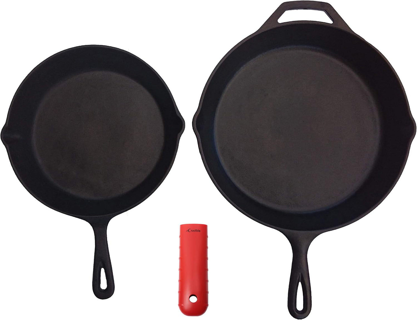Silicone Hot Handle Holder, Potholder (Extra Thick Red) for Cast Iron Skillets, Pans, Frying Pans & Griddles, Metal and Aluminum Cookware Handles - Sleeve Grip, Handle Cover