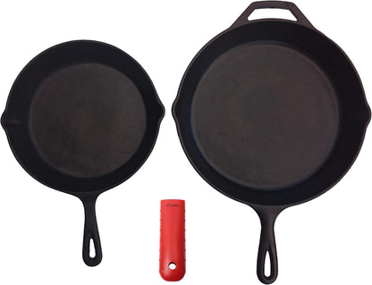 Silicone Hot Handle Holder, Potholder (Extra Thick Red) for Cast Iron Skillets, Pans, Frying Pans & Griddles, Metal and Aluminum Cookware Handles - Sleeve Grip, Handle Cover