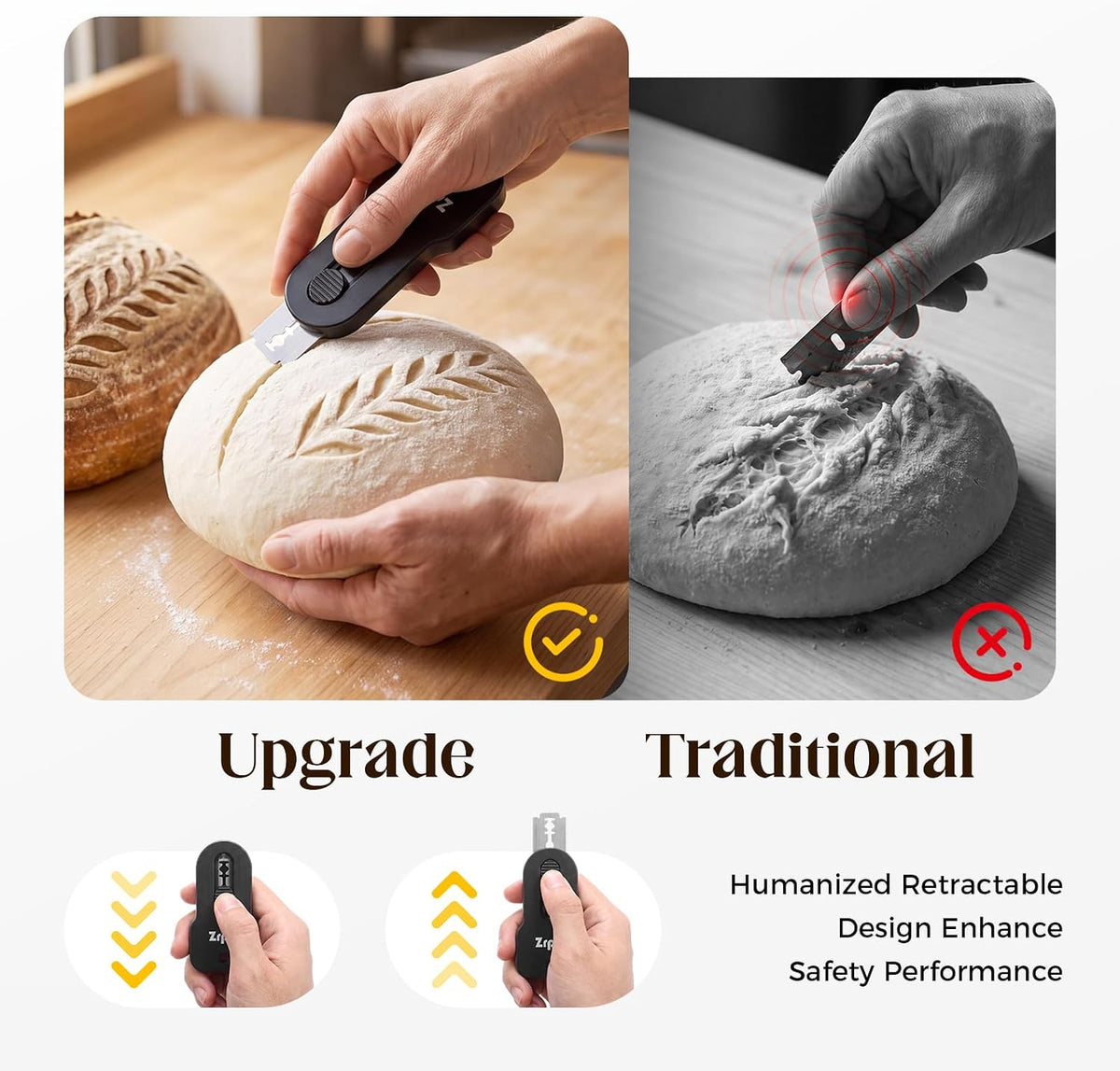 2 pcs Bread Lame, Extractable & Magnetic Sourdough Scoring Tool