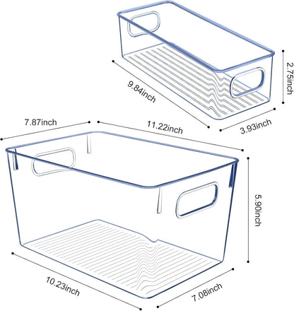 Set of 8 pantry organizers and storage, Clear Plastic Storage Bins for Kitchen Organization, Freezer Storage, Home Edit Containers