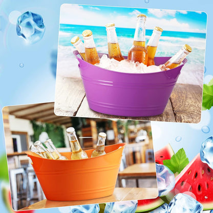 Patelai 6 Pcs Ice Buckets Bulk, Plastic Ice Buckets with Handles, Oval Storage Tub, Large Capacity Drink Tub for Party Bar Wine Beer Champagne Beverage Bottle Cooler(4.5 Liter,Clear)