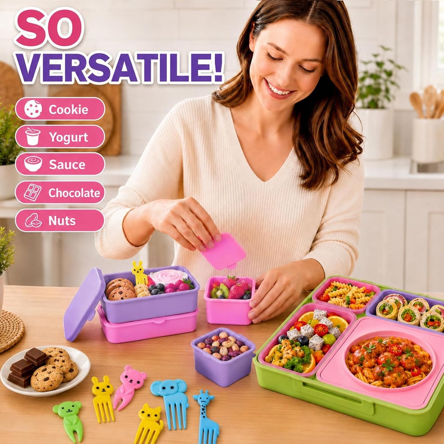 XANGNIER 40 Pcs Silicone Lunch Box Dividers,Reusable Lunch Bento Box Accessories for Kids,Lunchbox Supplies Accessories,Back to School Lunch Essentials,Silicone Cupcake Liners,Muffin Cups