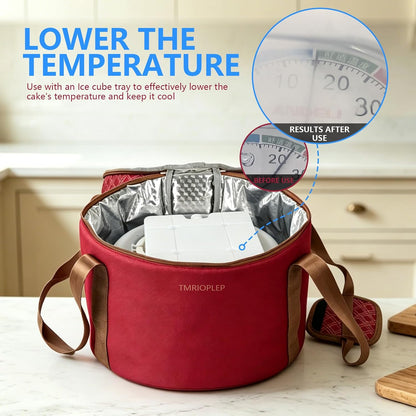TMRIOPELP Tall Cake Carrier with Lid and Handle Insulated Cake Container Cake Transport Carrier Ideal for Pies Cupcakes and Pastries Perfect for Safe and Secure Cake Delivery (Red, 10 inch)