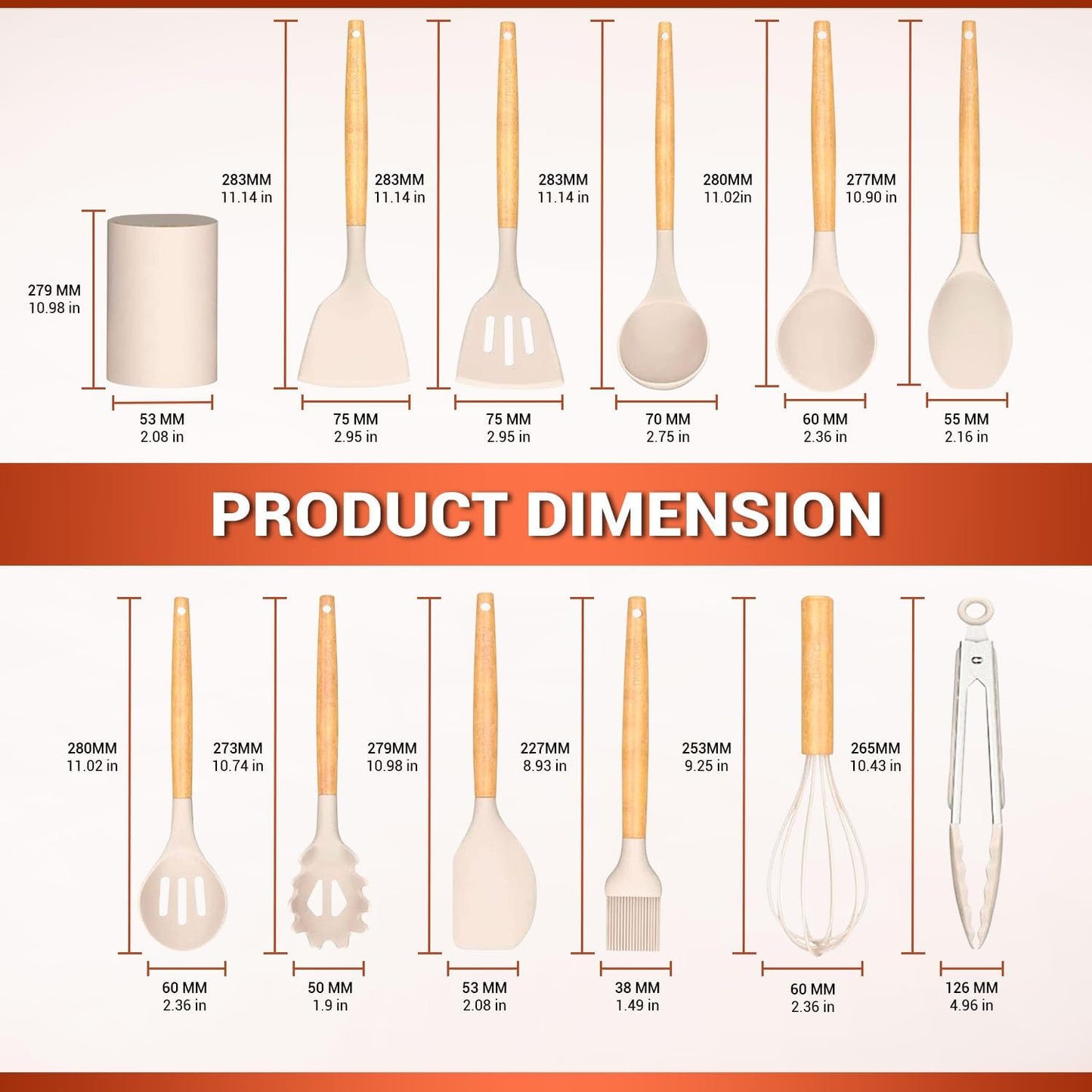 “37-Piece Silicone Kitchen khaki Utensil Set – Food-Grade Nonstick Cooking Tools with Wooden Handles, Measuring Cups & Spoons, Tongs, Spatulas, Ladle, Oven Mitt & Holder – Heat Resistant & BPA Free”