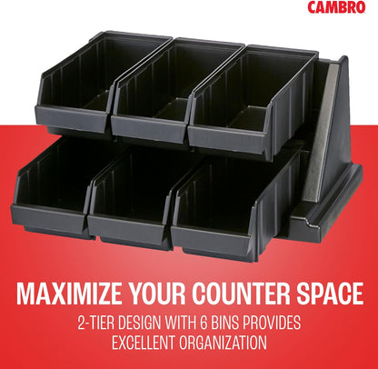 Cambro Versa - Self Serve Condiment and Utensil Bin - 12 Storage Bins - Ideal for food and coffee condiments (Black)