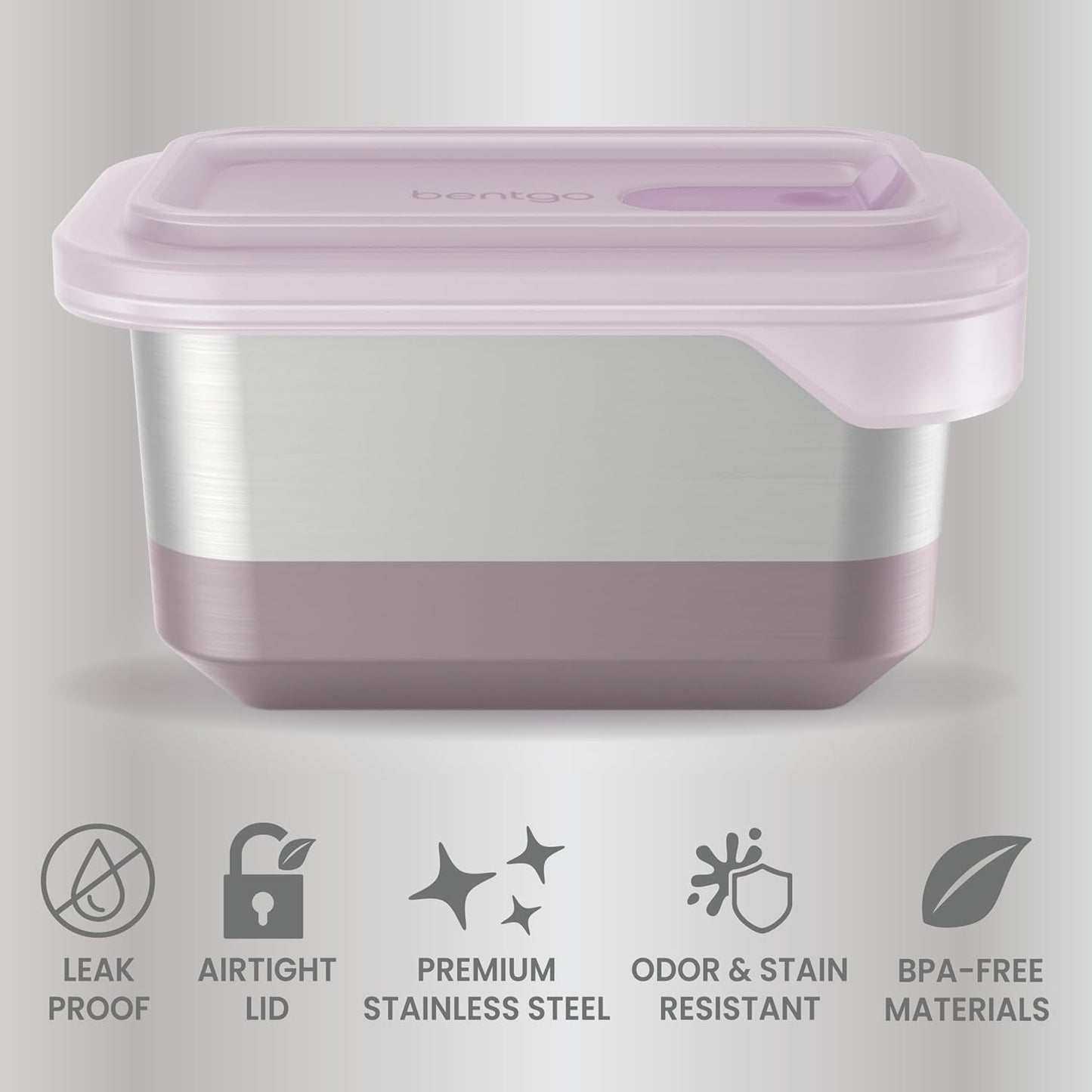Bentgo MicroSteel Heat & Eat Container – Microwave-Safe, Leak-Proof & Airtight, Easy-to-Clean Lightweight Stainless Steel Reusable Food Storage with Silicone Lid (Snack Size; 2-Cup Capacity; Rose)
