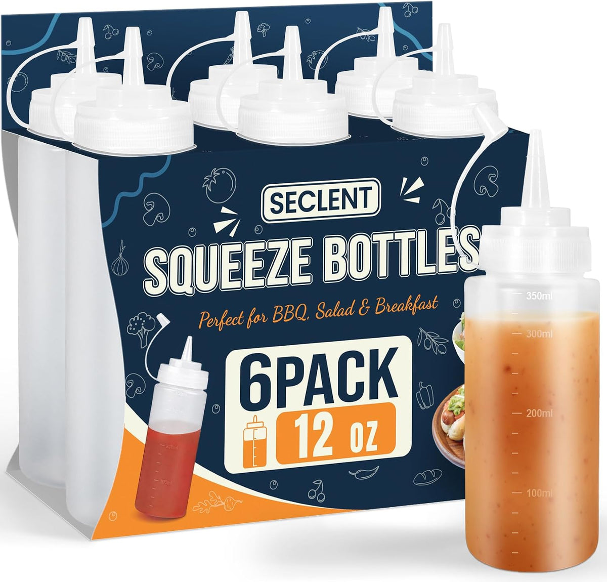 8oz Squeeze Bottles, Sauce Bottles, Squirt Bottle, Salad Dressing Bottle