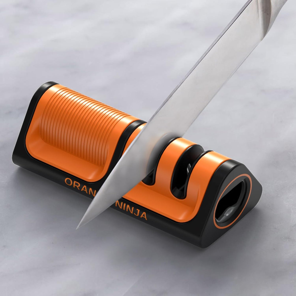 Orange Ninja Mini Knife Sharpener - Coarse & Fine Small Knife Sharpener