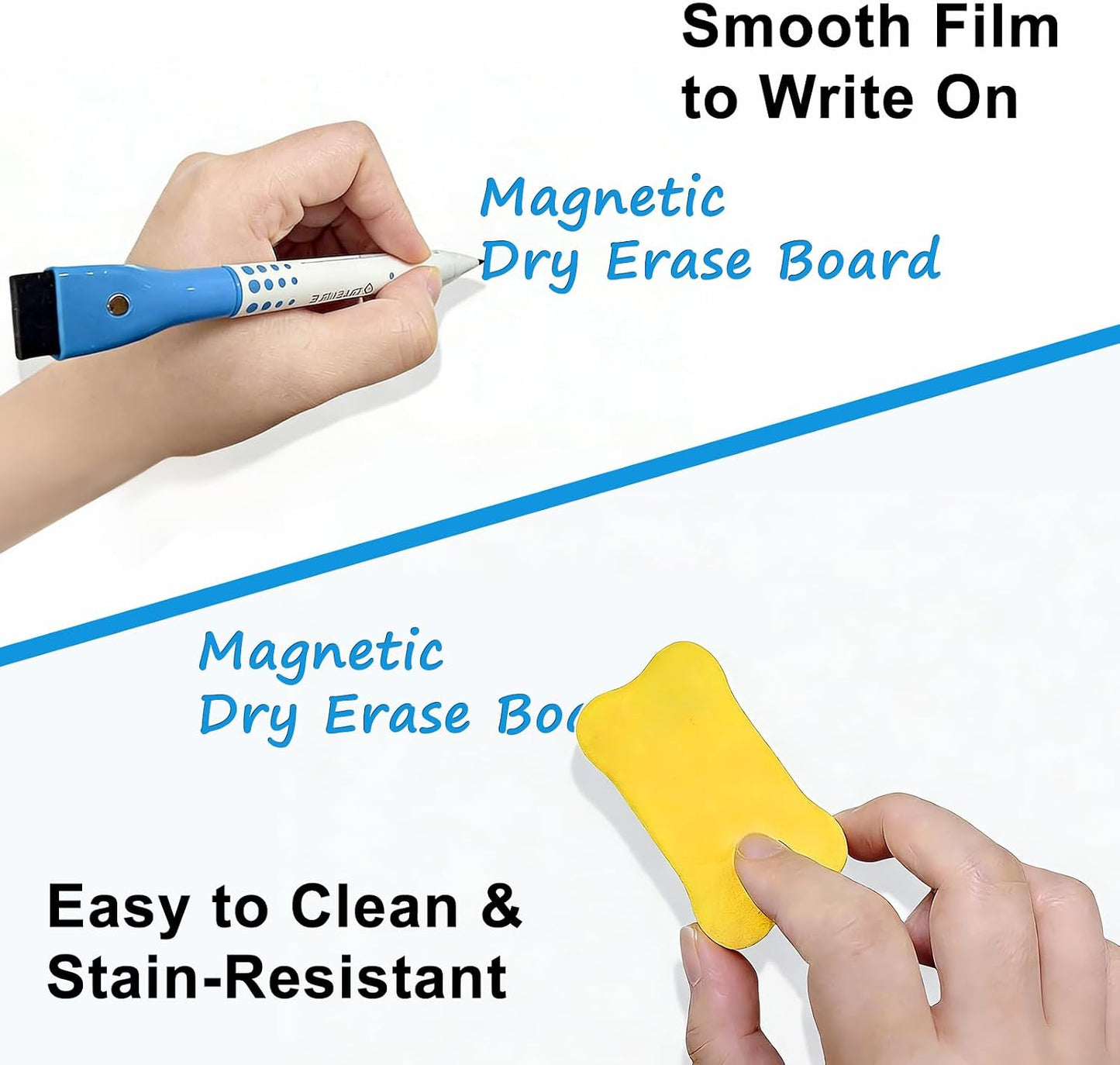 Magnetic Whiteboard for Fridge, 20" x 13" Dry Erase Board Set with Markers & Eraser, Strong Magnet & Stain-Resistant Surface, Fridge Calendar for Notes, Grocery List, Meal Planning & Family Schedule