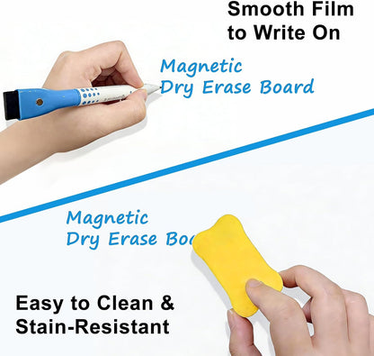 Magnetic Whiteboard for Fridge, 20" x 13" Dry Erase Board Set with Markers & Eraser, Strong Magnet & Stain-Resistant Surface, Fridge Calendar for Notes, Grocery List, Meal Planning & Family Schedule