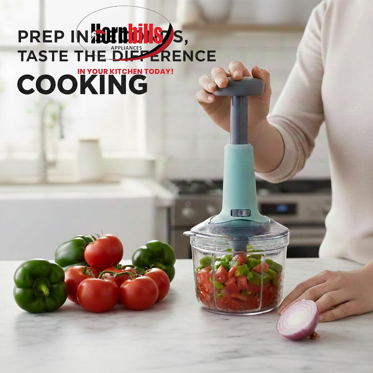 Push Chopper with 4 Blades 1000 ML Handy & Compact Chopper