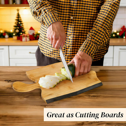 ZAVOOS 3 Pack Christmas Charcuterie Boards, Bamboo Apple Shaped Serving Board with Handle for Party, Large Cutting Board Set Christmas Serving Platters for Cheese, Pizza, Meat, Housewarming Gift