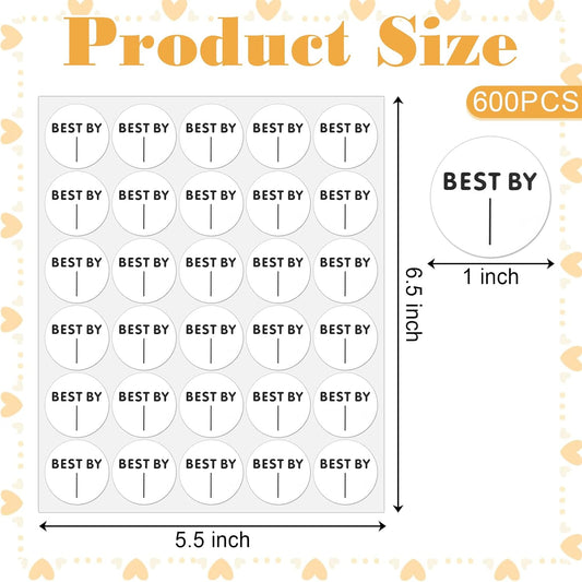 600pieces Expiration Date Stickers Day Dots Food Labels Dot Stickers 1 Inch Waterproof Spice Labels Sticker for Food Containers Storage Freezer Restaurant Foodsaver Service Prep, Best by Label
