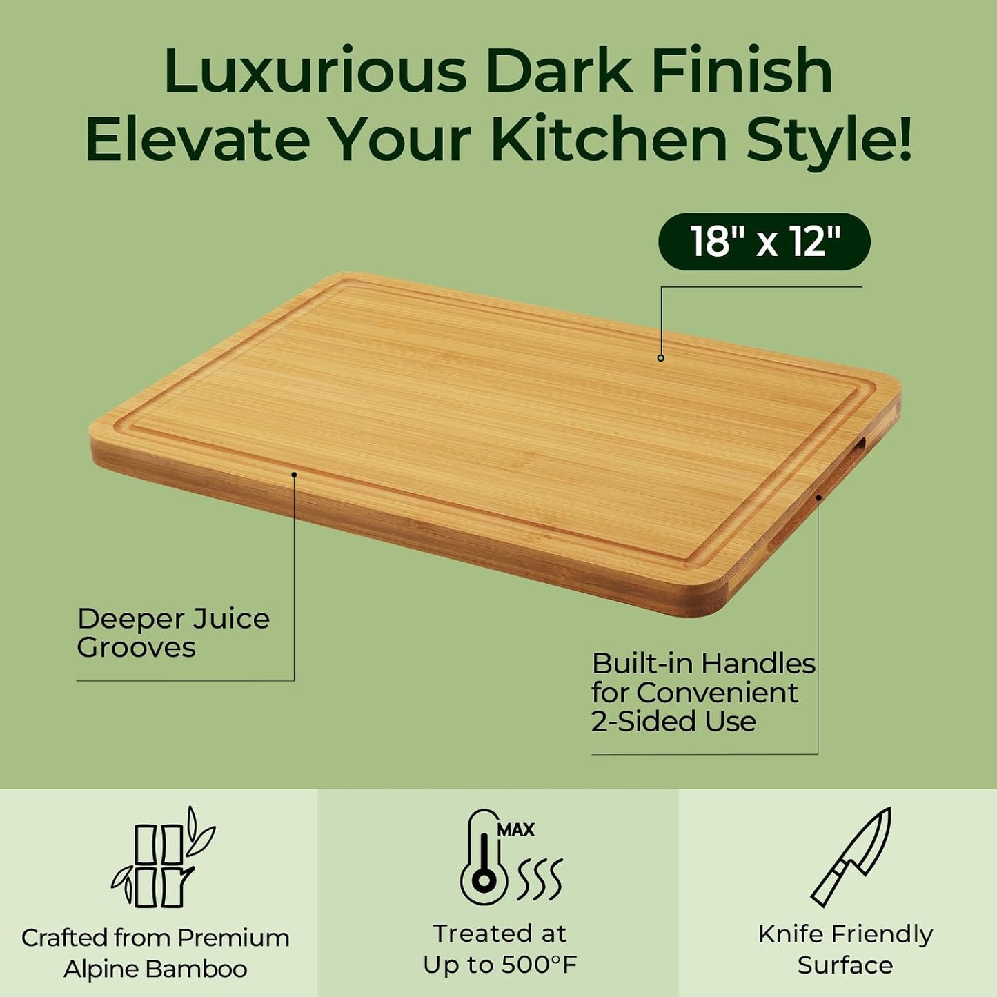 Keechee Wood Cutting Board for Kitchen - Reversible Bamboo Cutting Boards Gift Set of 3 with Juice Groove, Wooden Chopping Board for Meat, Fruit, Vegetables & Cheese (Pre Oiled, Natural)