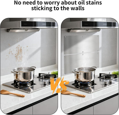 Stainless Steel Stove Backsplash, Kitchen Splatter Shield Silver 12"x16"