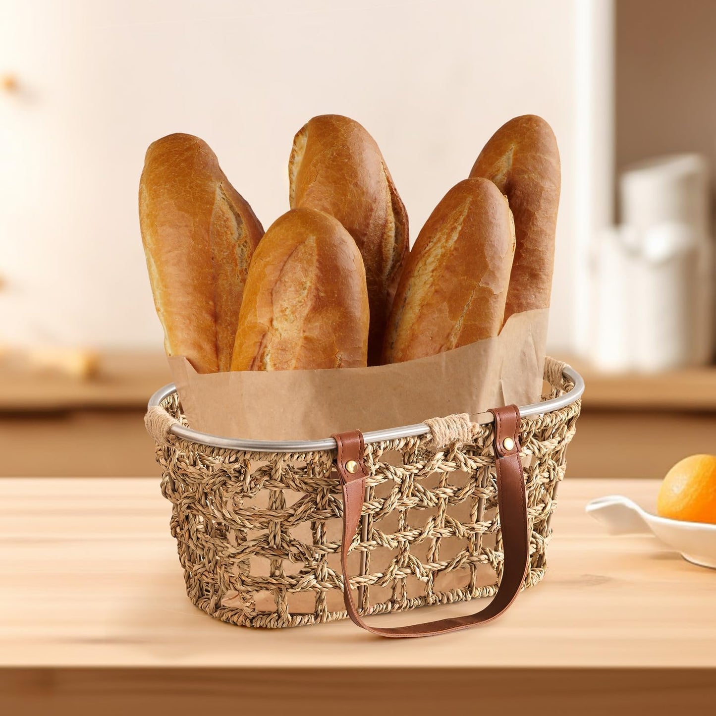 Egg Baskets for Collecting Fresh Eggs Farmhouse Handmade Wicker Hyacinth Egg Collecting Basket with Handle