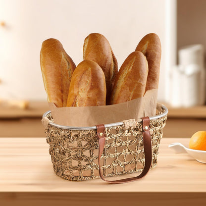 Egg Baskets for Collecting Fresh Eggs Farmhouse Handmade Wicker Hyacinth Egg Collecting Basket with Handle