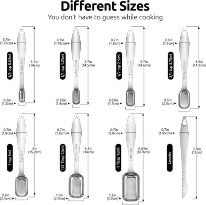 Measuring Spoons: U-Taste 18/8 Stainless Steel Measuring Spoons Set of 9 Piece: 1/16 TSP, 1/8 TSP, 1/4 TSP, 1/3 TSP, 1/2 TSP, 3/4 TSP, 1 TSP, 1/2 tbsp & 1 tbsp Dry and Liquid Ingredients