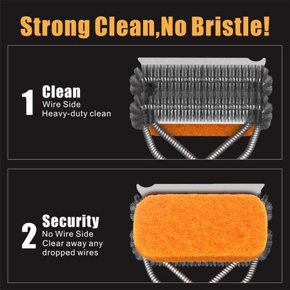 GRILLART Grill Brush [Bristle Free Pad & Wire] Combined BBQ Brush, Safe & Powerful Grill Cleaning Brush - 18" Grill Cleaner Brush Scrubber for Gas/Porcelain/Charbroil Grates – Gifts for Men/Dad