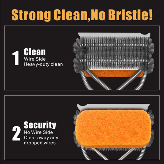 GRILLART Grill Brush [Bristle Free Pad & Wire] Combined BBQ Brush, Safe & Powerful Grill Cleaning Brush - 18" Grill Cleaner Brush Scrubber for Gas/Porcelain/Charbroil Grates – Gifts for Men/Dad